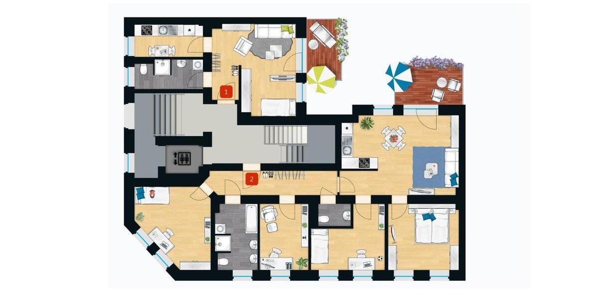 Etagenwohnung Halle (Saale) Büschdorf - 5 Zimmer, 113 m&sup2;, 1.013&euro; | Angebot:25756300