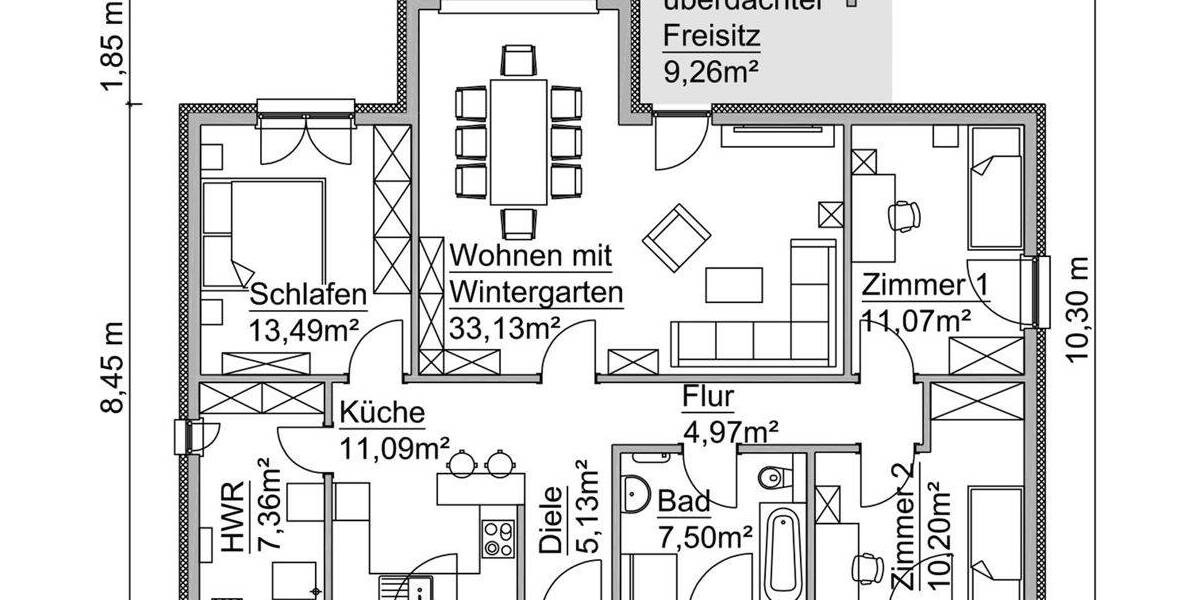 Bungalow Wiedemar - 3 Zimmer, 113 m&sup2;, 386.490&euro; | Angebot:26909836