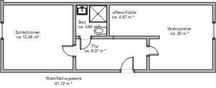 Etagenwohnung Sandersdorf-Brehna Sandersdorf - 2 Zimmer, 41 m&sup2;, 296&euro; | Angebot:26745004
