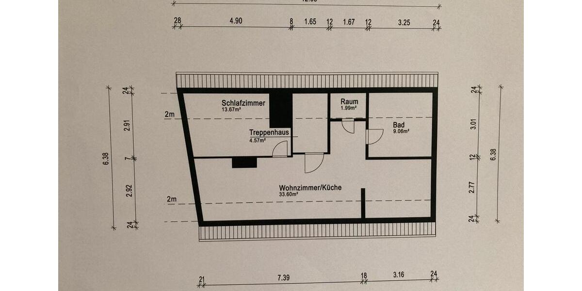 Dachgeschoßwohnung Bitterfeld-Wolfen Bitterfeld - 2 Zimmer, 53 m&sup2;, 480&euro; | Angebot:26197250