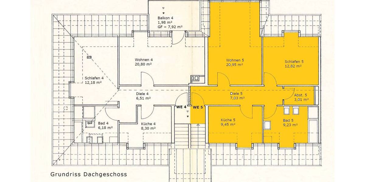 Etagenwohnung Halle (Saale) Gesundbrunnen - 2 Zimmer, 61 m&sup2;, 149.000&euro; | Angebot:26826060