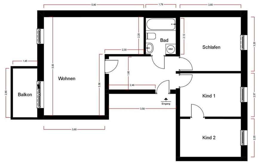 4-Zimmer-Wohnung mit Balkon und Lift